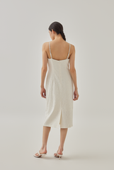 Zoey Textured Slip Dress in Cream