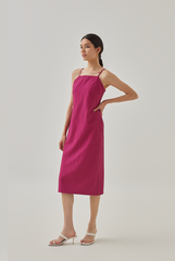 Zoey Textured Slip Dress in Dark Pink