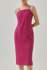 Zoey Textured Slip Dress in Dark Pink