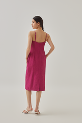 Zoey Textured Slip Dress in Dark Pink