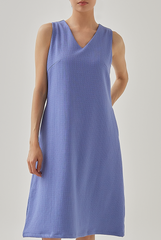 Mille Tweed V-Neck Flowy Dress in Periwinkle