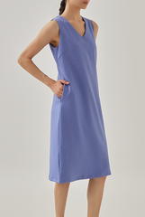 Mille Tweed V-Neck Flowy Dress in Periwinkle