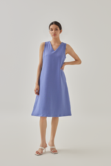 Mille Tweed V-Neck Flowy Dress in Periwinkle