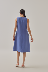 Mille Tweed V-Neck Flowy Dress in Periwinkle