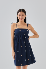 Jezabelle Floral Babydoll Dress in Navy blue