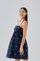 Jezabelle Floral Babydoll Dress in Navy blue