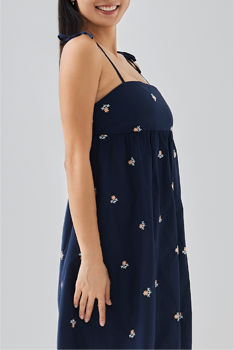 Jezabelle Floral Babydoll Dress in Navy blue