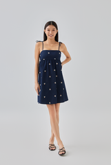 Jezabelle Floral Babydoll Dress in Navy blue