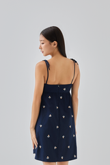 Jezabelle Floral Babydoll Dress in Navy blue
