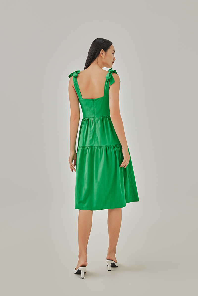 Averie Tri-Tiered Midi Dress in Green