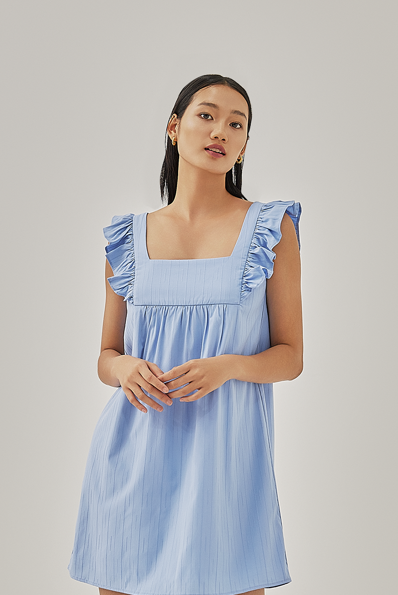 Wynn Ruffled Dress in Periwinkle