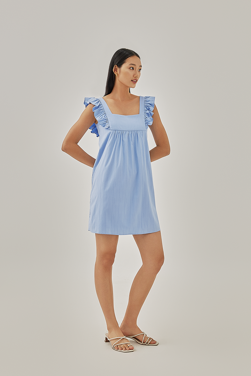 Wynn Ruffled Dress in Periwinkle