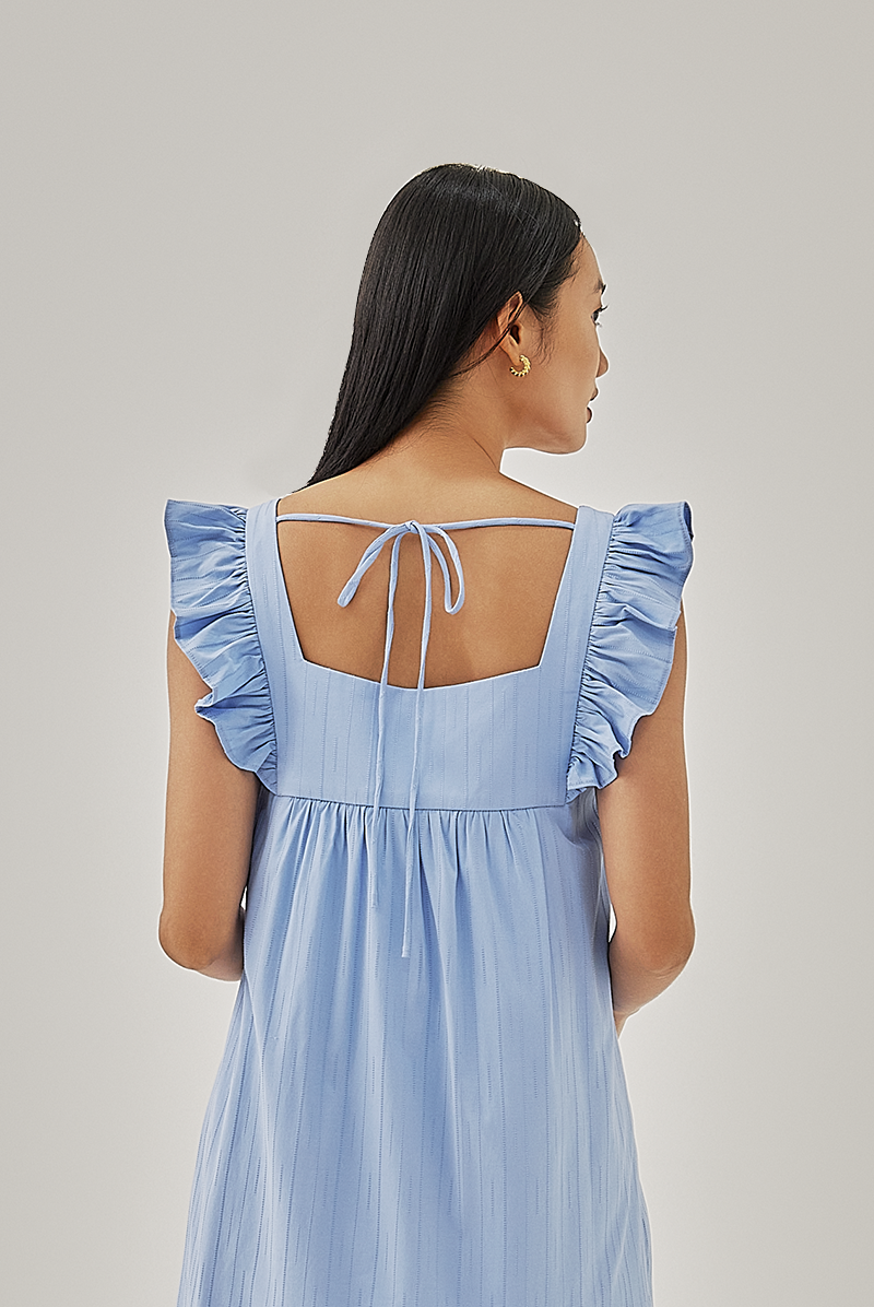 Wynn Ruffled Dress in Periwinkle