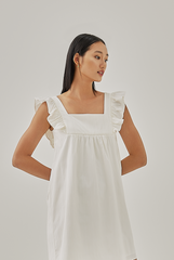 Wynn Ruffled Dress in White 