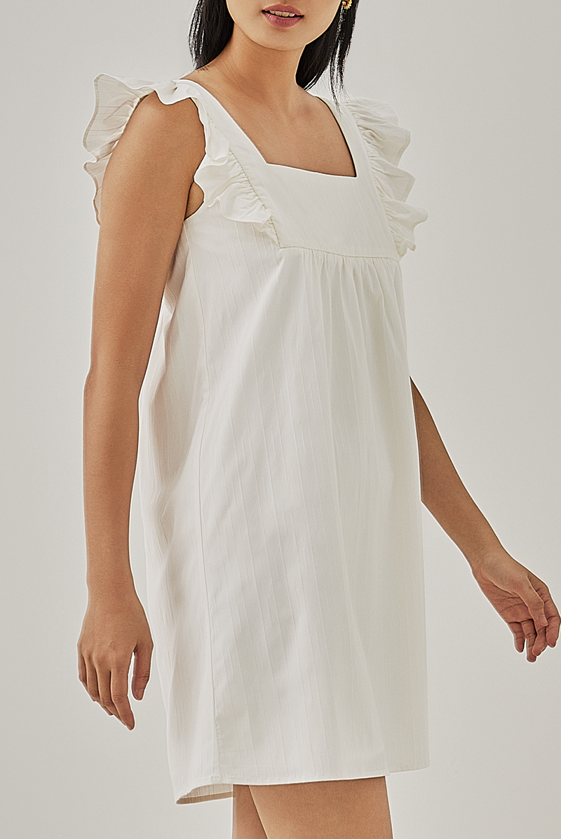 Wynn Ruffled Dress in White 