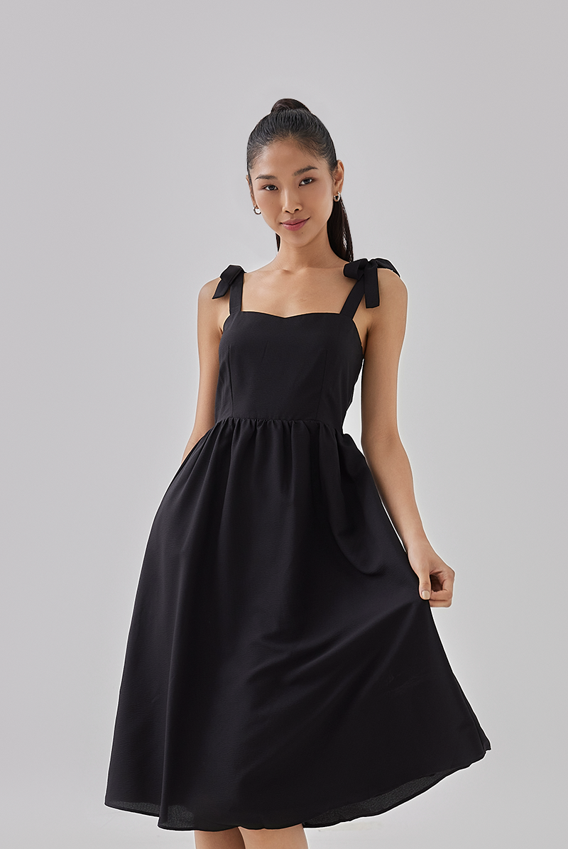 Adelaine Ribbon Straps Midi Dress