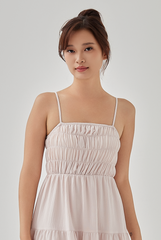 Celina Padded Tiered Dress in Powder
