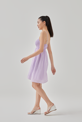 Ava Smocked Bodice Babydoll Dress in Lilac