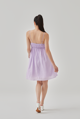 Ava Smocked Bodice Babydoll Dress in Lilac