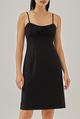 Tylane Ruched Fitted Dress in Black