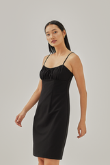 Tylane Ruched Fitted Dress in Black