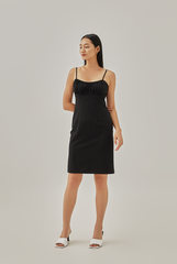 Tylane Ruched Fitted Dress in Black