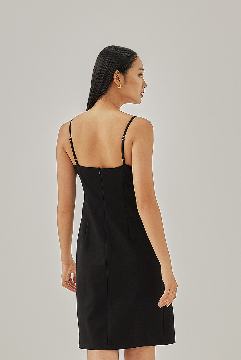 Tylane Ruched Fitted Dress in Black