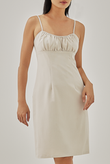 Tylane Ruched Fitted Dress in Powder