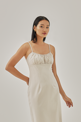 Tylane Ruched Fitted Dress in Powder