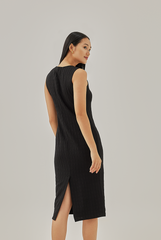 Rosee Fitted Midi Dress in Black
