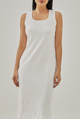 Rosee Fitted Midi Dress in White