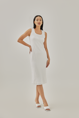 Rosee Fitted Midi Dress in White