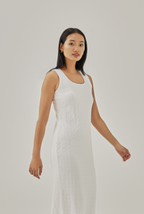 Rosee Fitted Midi Dress in White