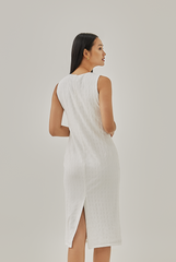 Rosee Fitted Midi Dress in White