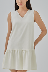 Adele Drop Waist Mini Dress in Cream 