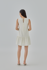 Adele Drop Waist Mini Dress in Cream 