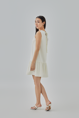 Adele Drop Waist Mini Dress in Cream 