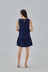 Adele Drop Waist Mini Dress in Navy Blue  