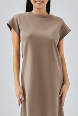 Greta T-Shirt Dress in Truffle