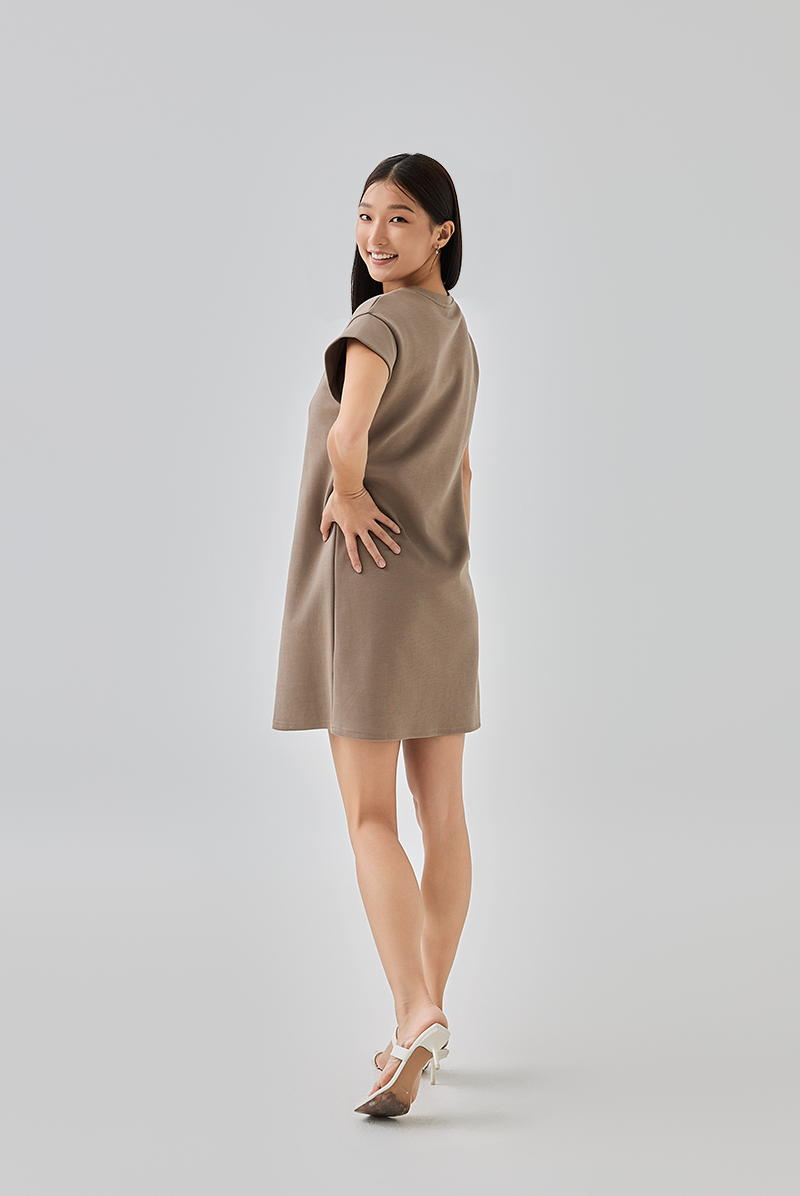 Greta T-Shirt Dress in Truffle