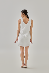 Nerissa Waffle-Textured Shift Dress in White