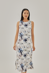 Alessa Floral Abstract Dress in White