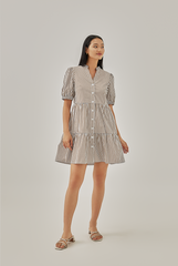 Hunny Striped Shirt Dress in Khaki
