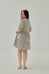 Hunny Striped Shirt Dress in Khaki XL