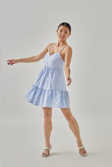 Yvana Padded Sweetheart Dress in Chambray Blue