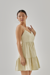 Yvana Padded Sweetheart Dress in Oat