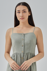 Aaleyah Button-Up Tiered Dress in Tea