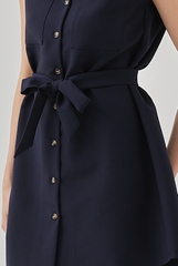 Bernice Button Up Dress in Navy Blue