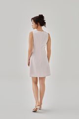 Dion Textured Shift Dress in Light Pink