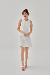 Dion Textured Shift Dress in White
